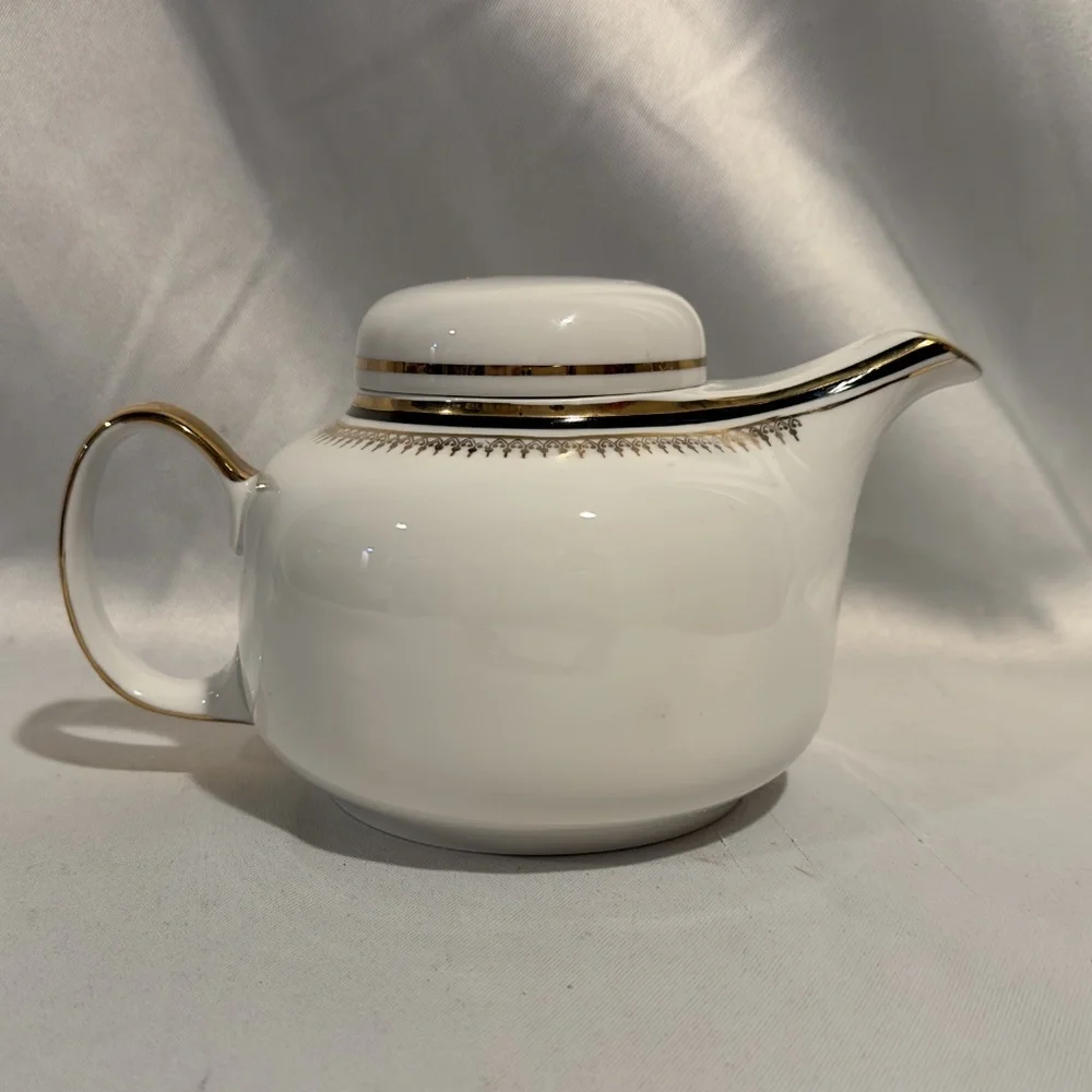 Chodziez Poland Tea Pot Black Gold Band Filligree